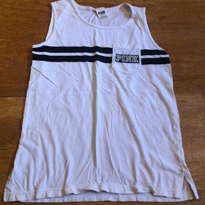 Pink graphic tank top with front pocket cute XS